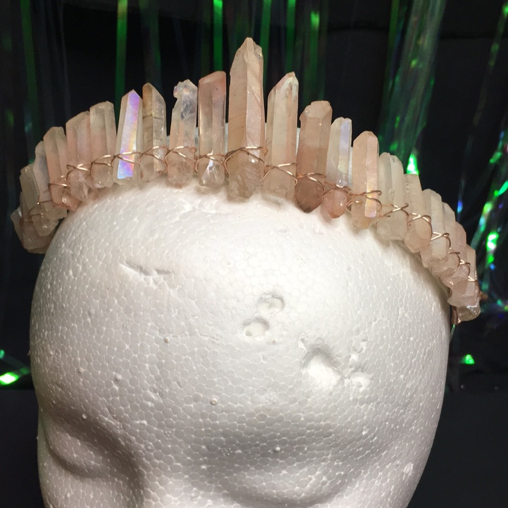 Rose Quartz wire wrapped tiara crown